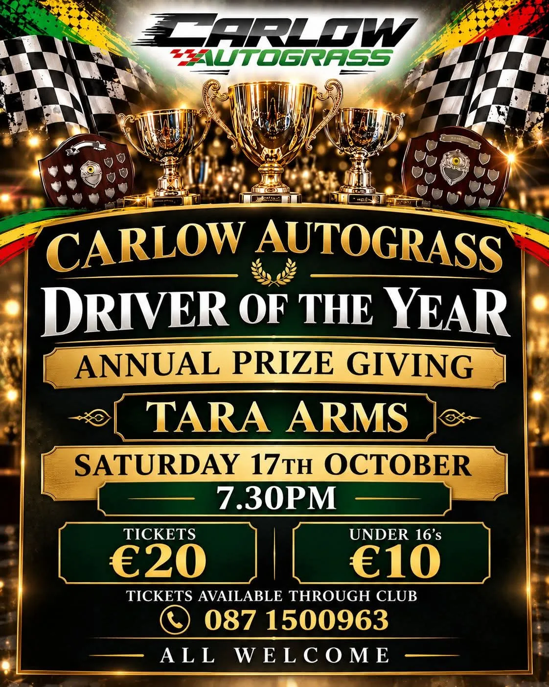 Carlow Autograss Driver of the Year — Annual Prize Giving flyer