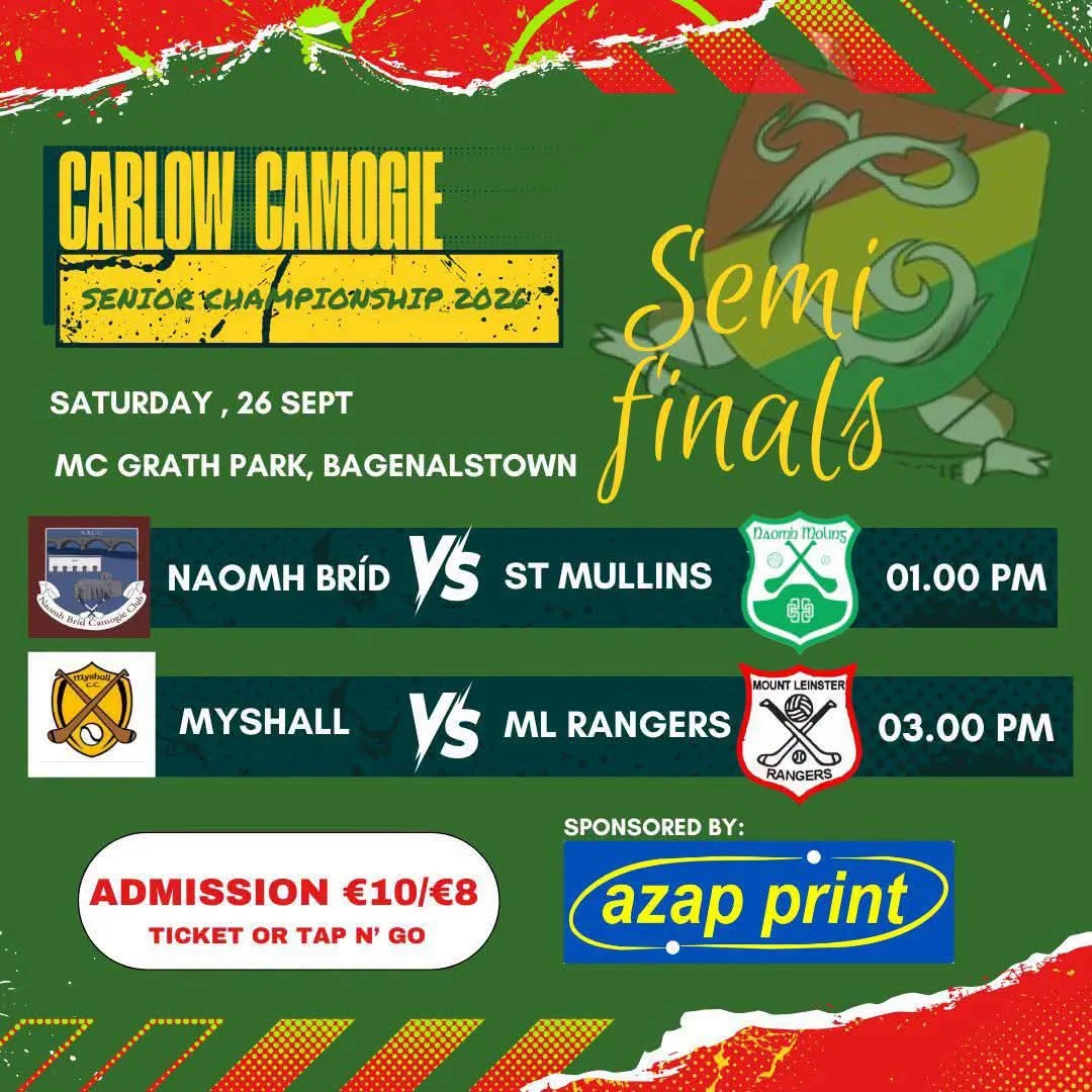 Carlow Senior Camogie Championship Semi-Final — Myshall v Mount Leinster Rangers flyer