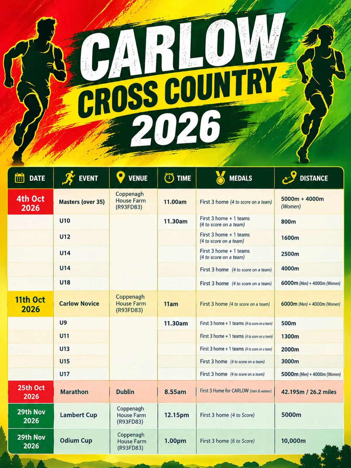Carlow Cross Country — Lambert Cup & Odium Cup flyer