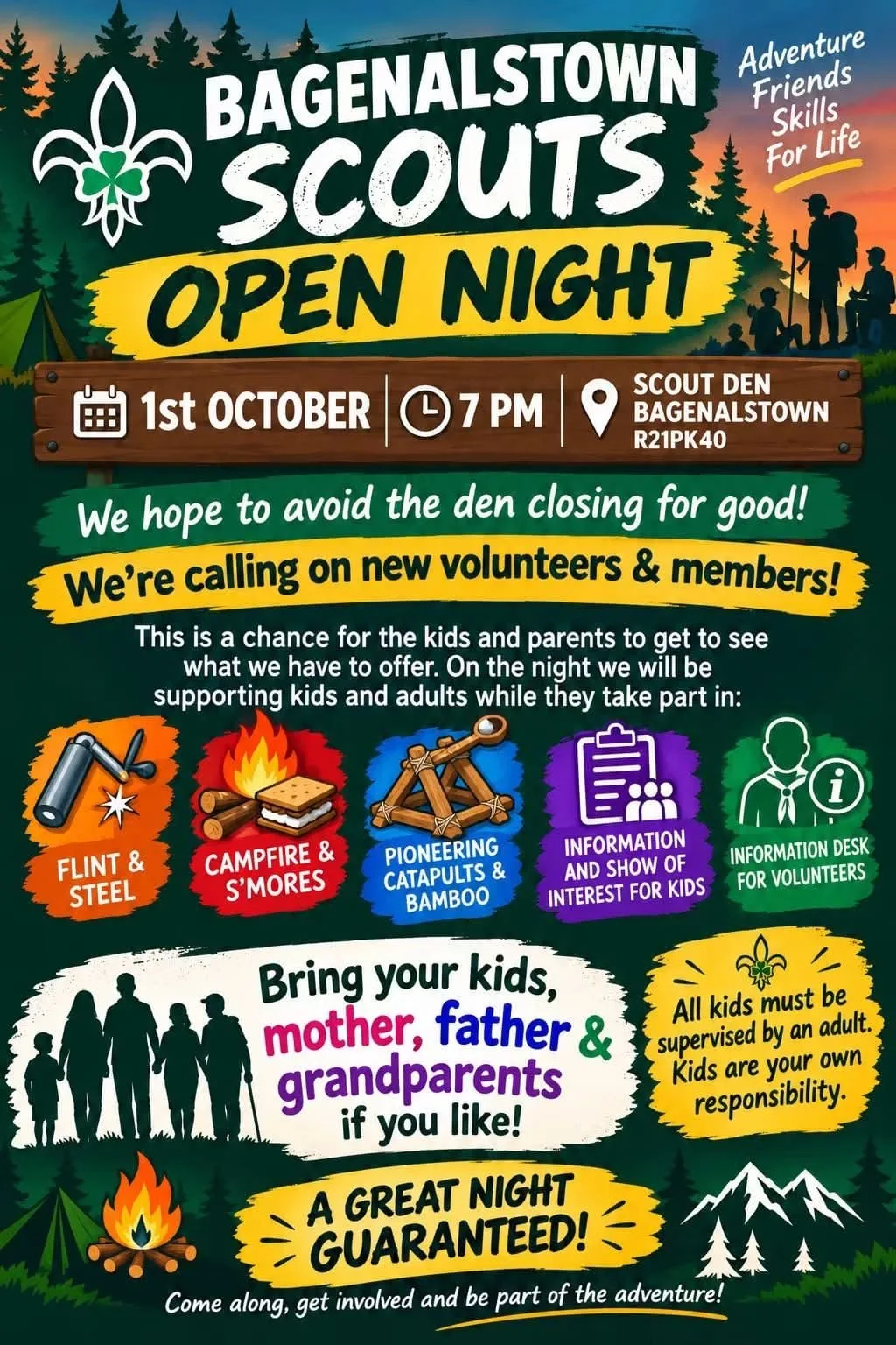 Bagenalstown Scouts Open Night flyer