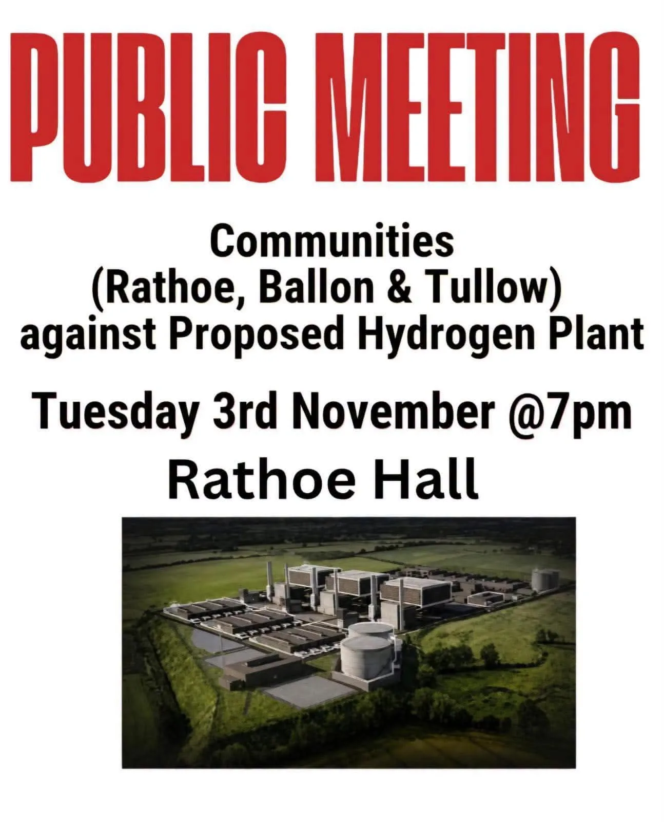 Public Meeting — Communities Against Proposed Hydrogen Plant (Rathoe, Ballon & Tullow) flyer
