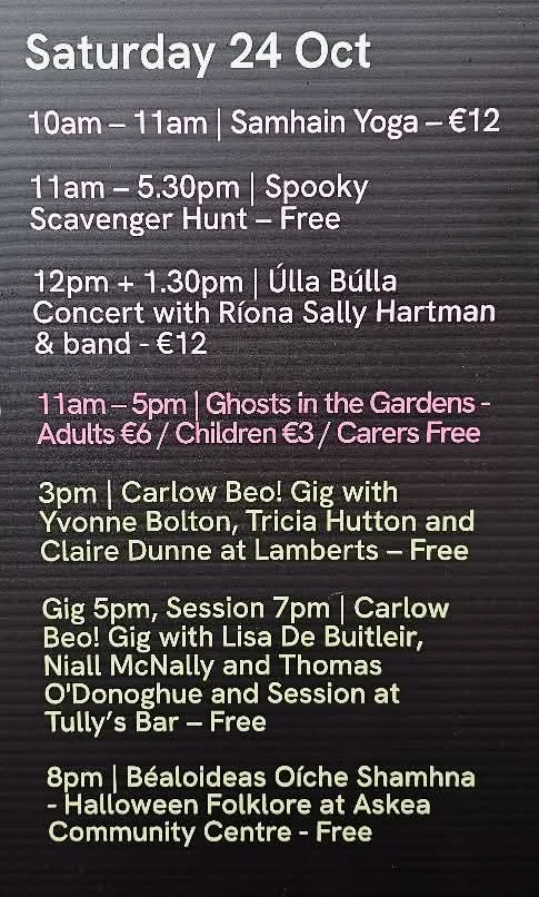 Samhain Festival 2026: Úlla Búllá Concert with Ríona Sally Hartman & Band (second show) flyer