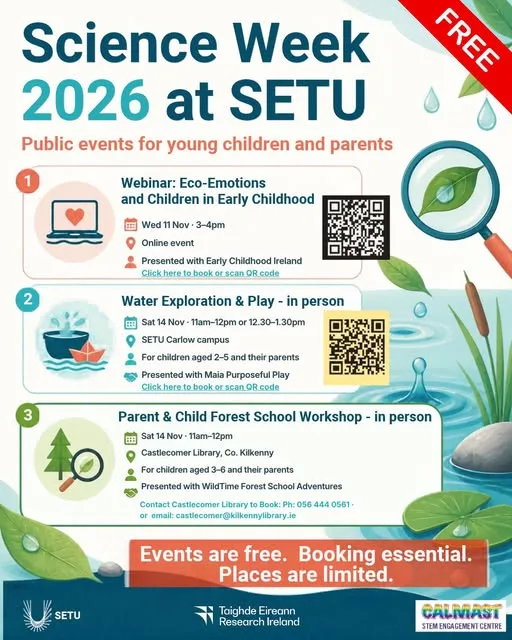 Science Week at SETU: Water Exploration & Play (Ages 2-5) flyer