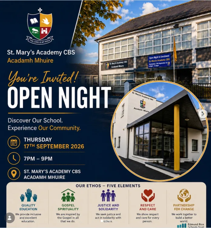 St. Mary's Academy CBS — Open Night flyer