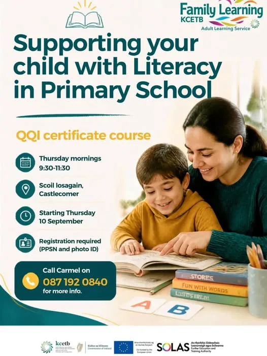 Supporting Your Child with Literacy in Primary School (QQI Certificate Course) flyer