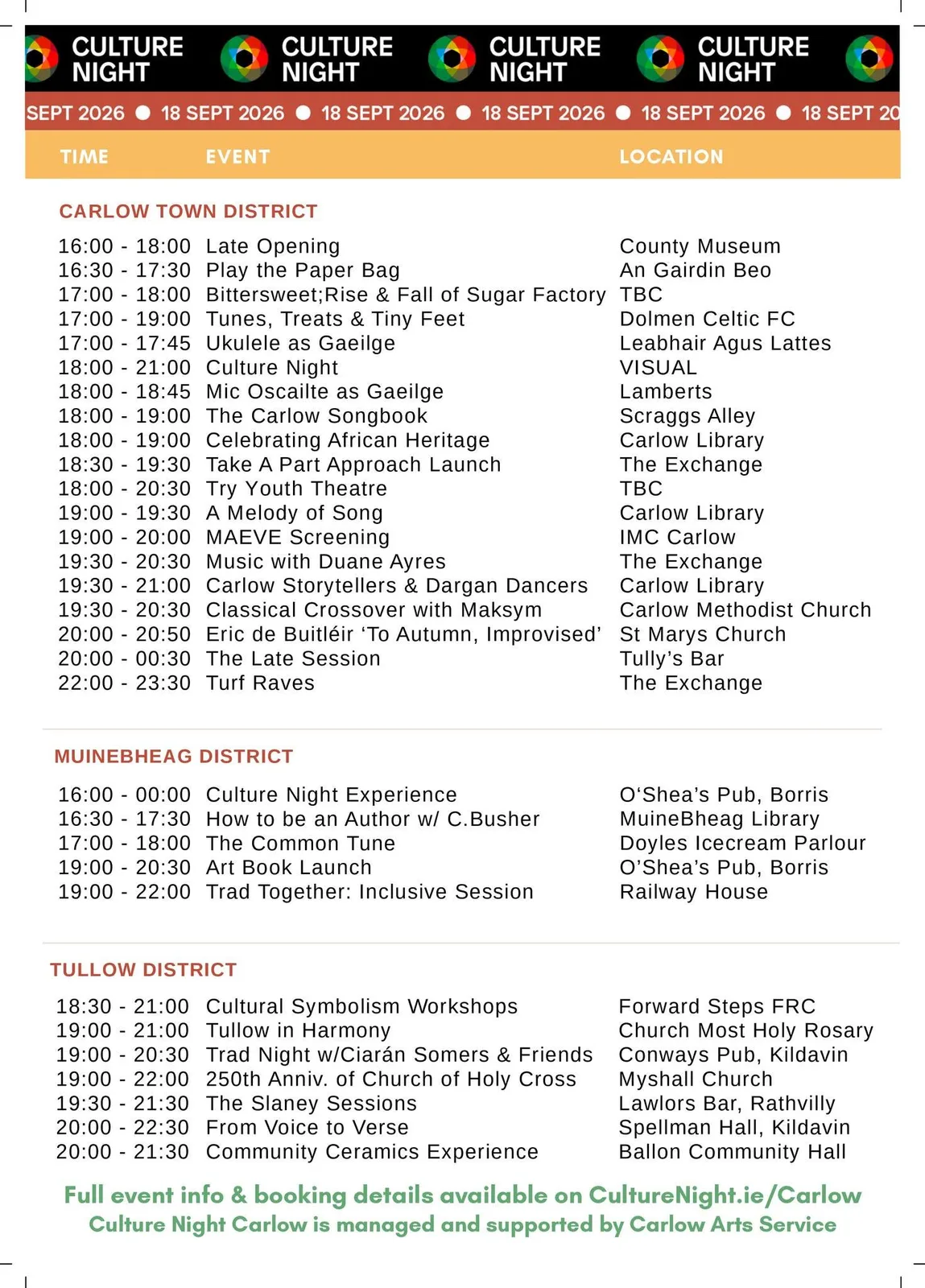 The Carlow Songbook flyer