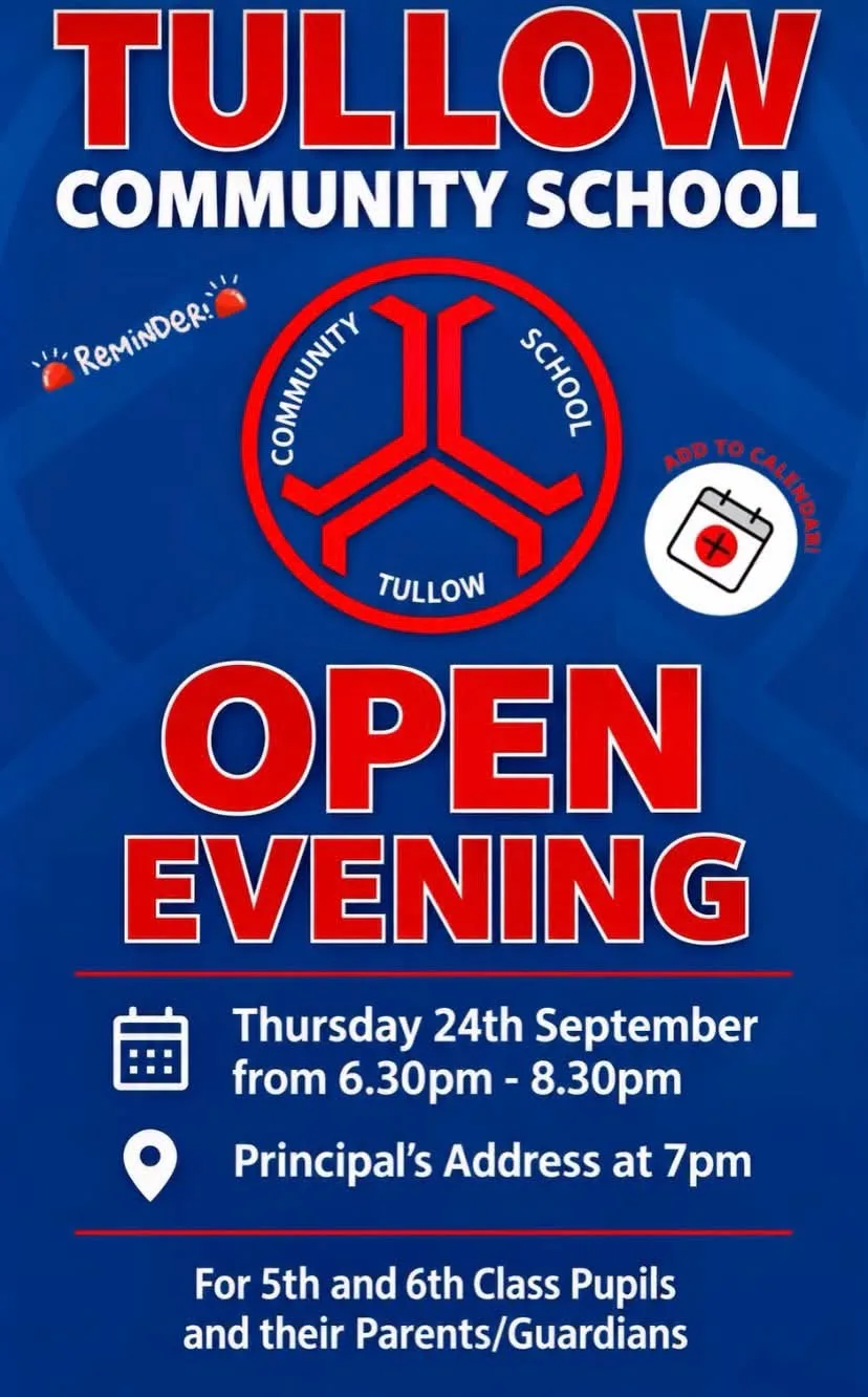 Tullow Community School Open Evening flyer