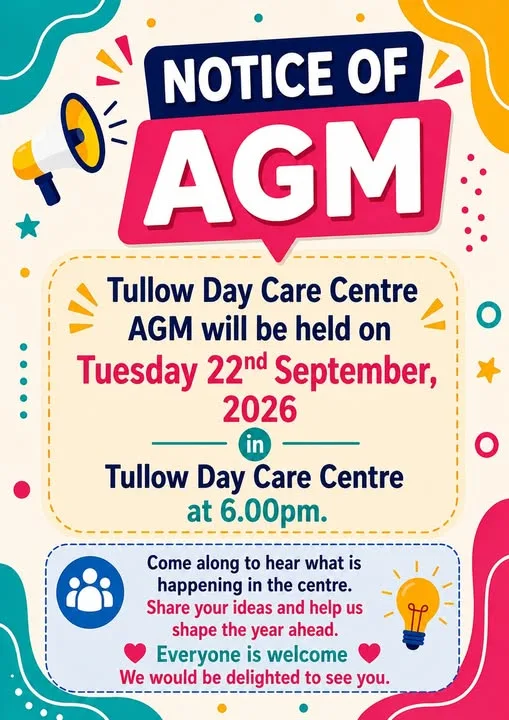 Tullow Day Care Centre AGM flyer