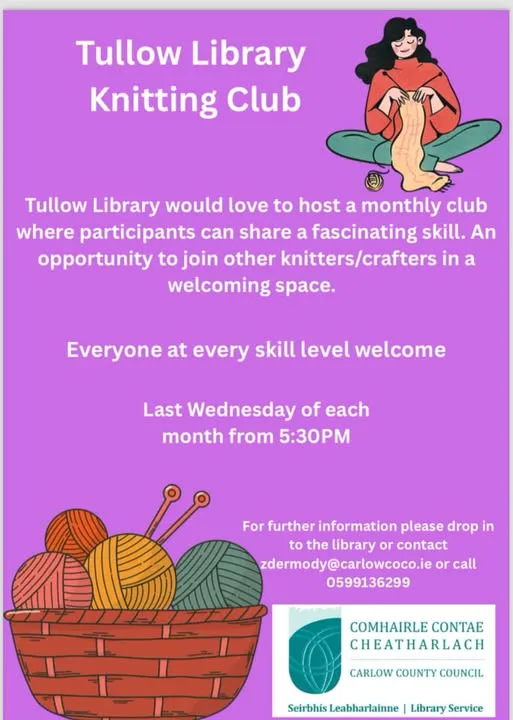 Tullow Library Knitting Club flyer