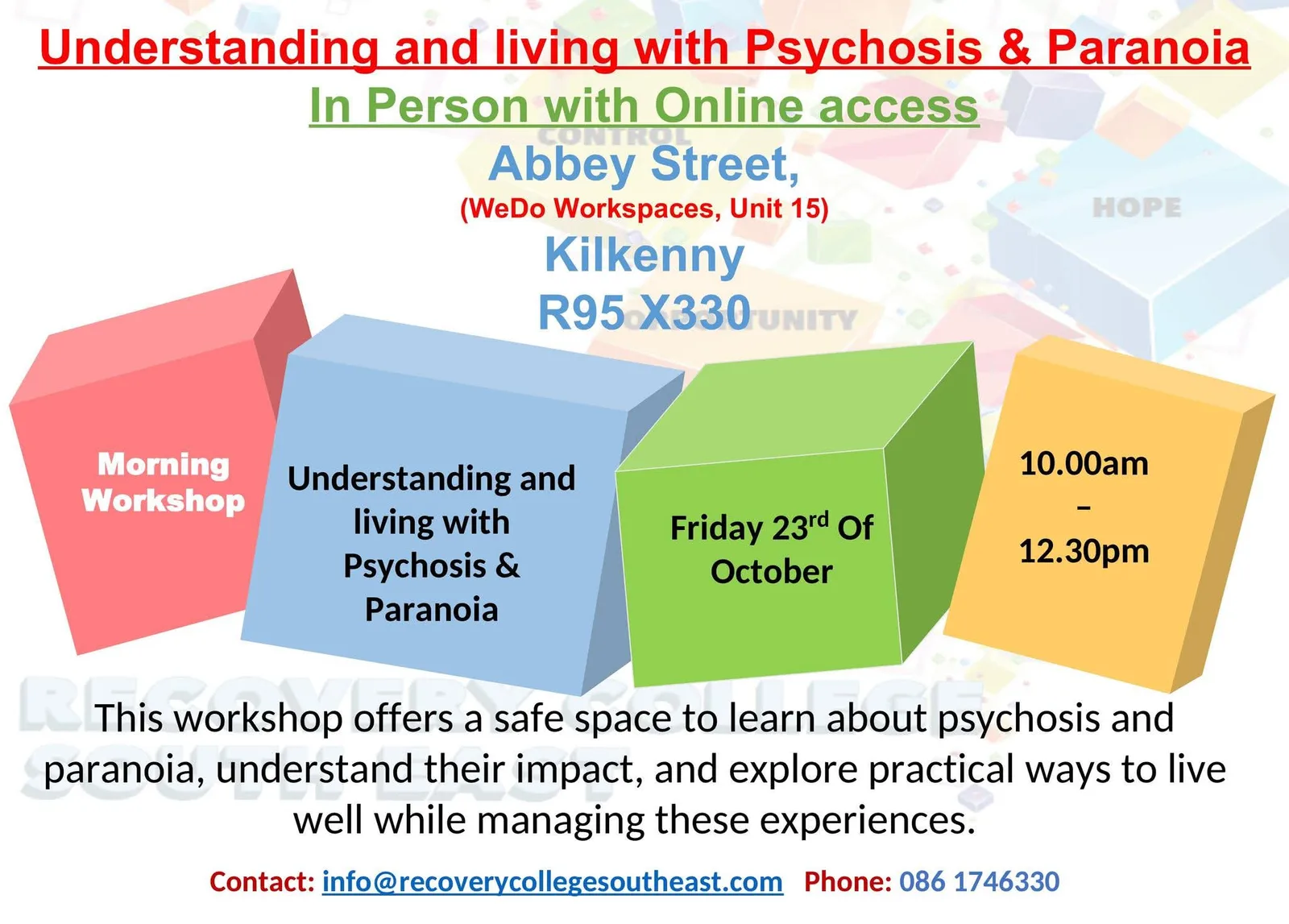 Understanding and Living with Psychosis & Paranoia (In person with online access) flyer