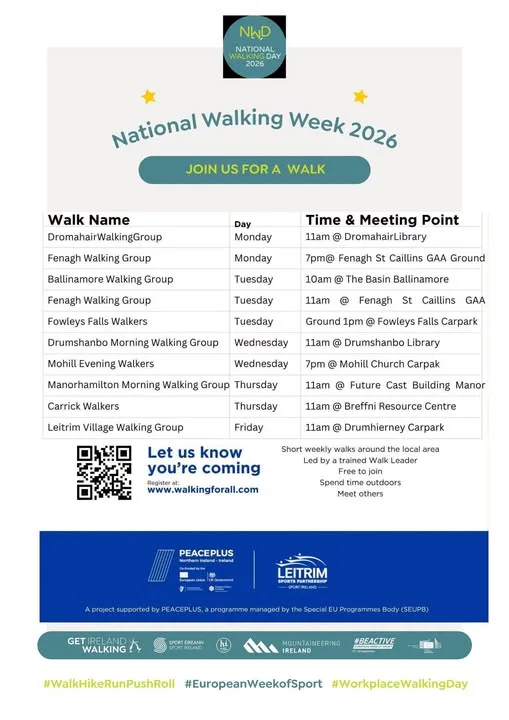 National Walking Week 2026 — Free Weekly Walks Across Leitrim flyer