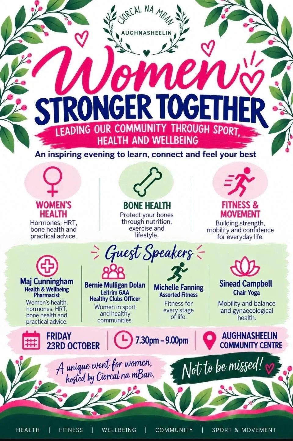 Women Stronger Together — Sport, Health and Wellbeing Evening flyer