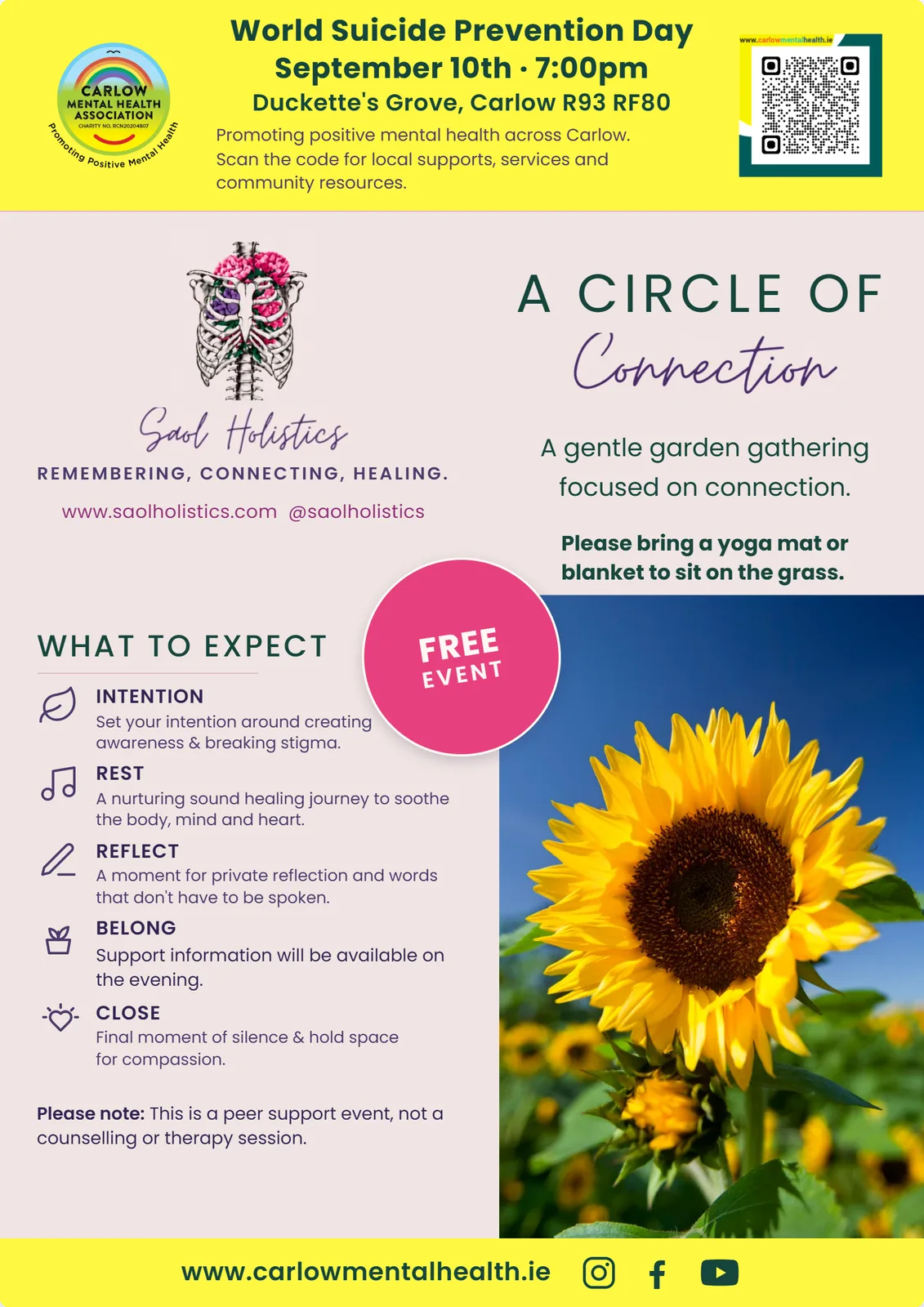 World Suicide Prevention Day - Circle of Connection flyer